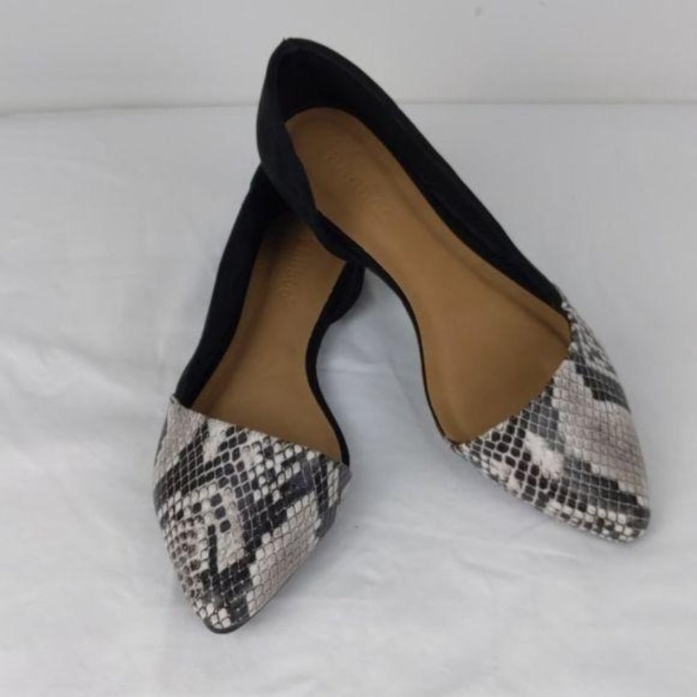 Bamboo Black & Snakeskin flats - worn once - Picture 3 of 13